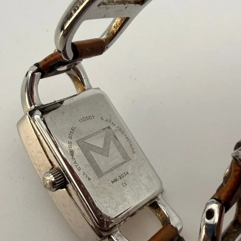 Chic Vintage Michael Kors MK-2034 Chainlink Watch - Orange Dial New Battery